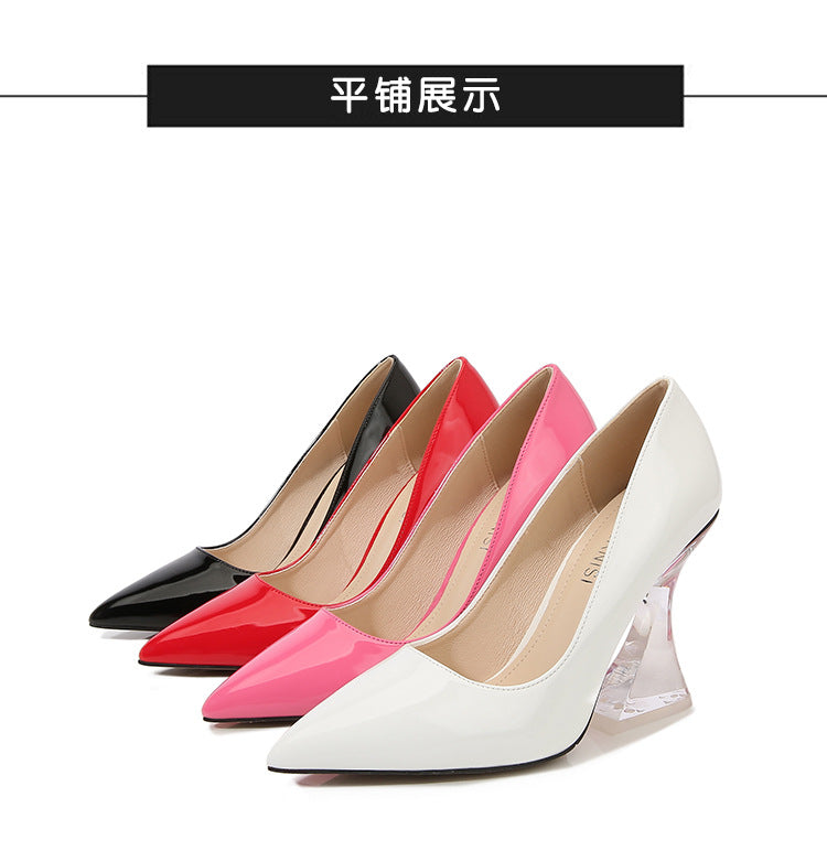 European and American Transparent Crystal sissy White-collar Elegant Women's Shoes
