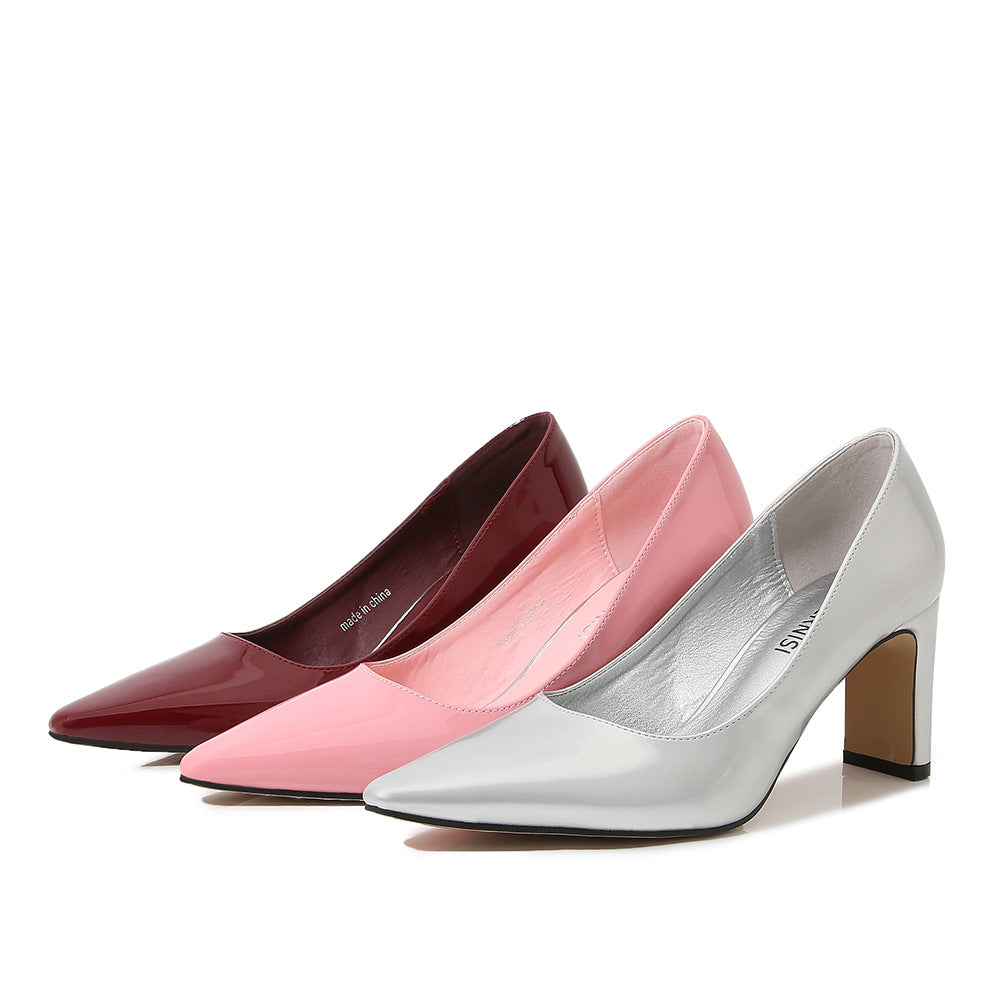 French Style Socialite Women's Single Shoes sissy Summer New Style Shallow Mouth Chunky Heel Women's Shoes High-End Elegant Versatile Mid-Heel Shoes