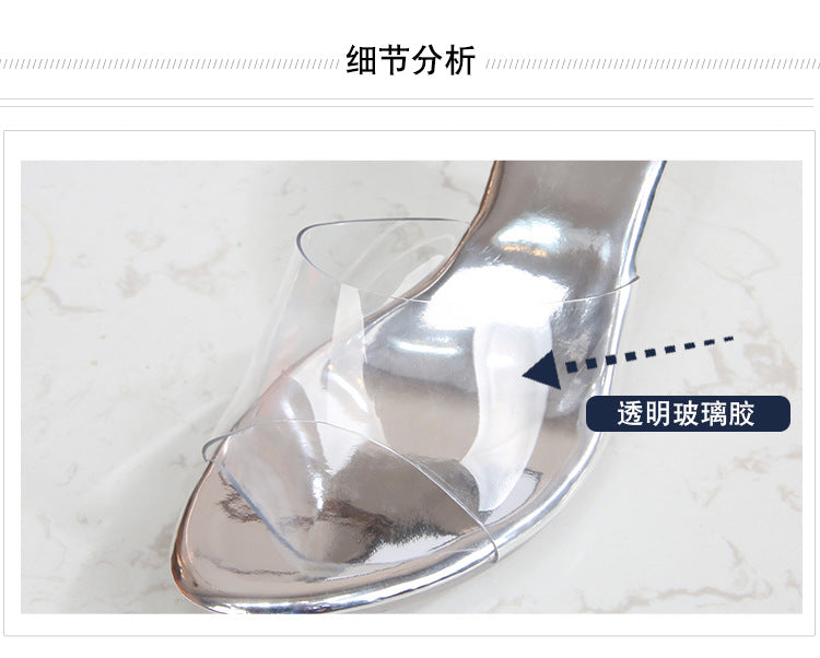 Korean Style sissy Crystal Heel Mid-Heel High Heel Sandals Southeast Asia Vietnam Huidong Shoes Factory