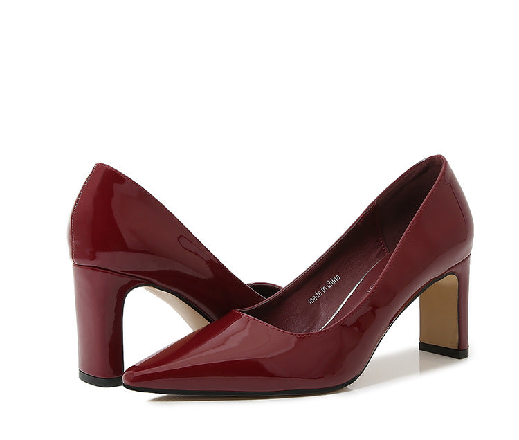 French Style Socialite Women's Single Shoes sissy Summer New Style Shallow Mouth Chunky Heel Women's Shoes High-End Elegant Versatile Mid-Heel Shoes