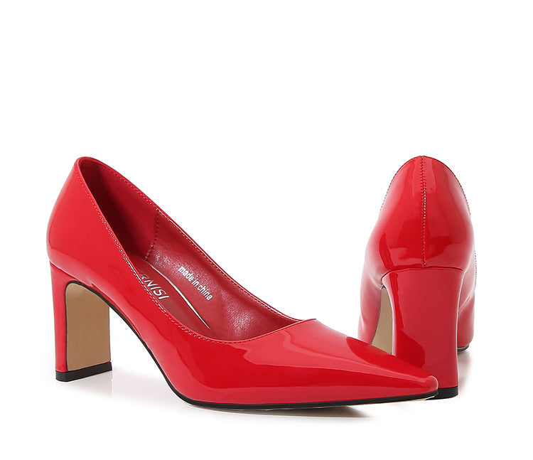 French Style Socialite Women's Single Shoes sissy Summer New Style Shallow Mouth Chunky Heel Women's Shoes High-End Elegant Versatile Mid-Heel Shoes