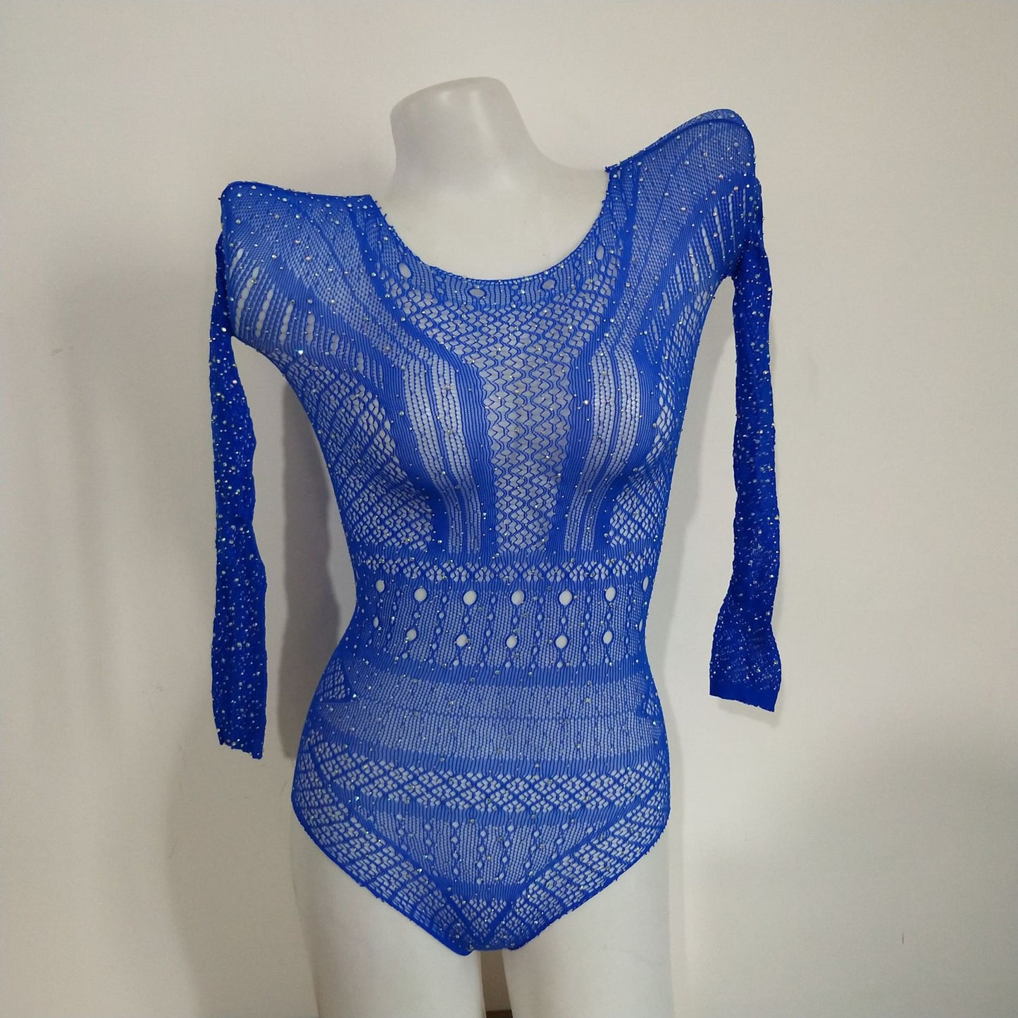 Rhinestone-embellished bodysuit/jacquard sexy lingerie