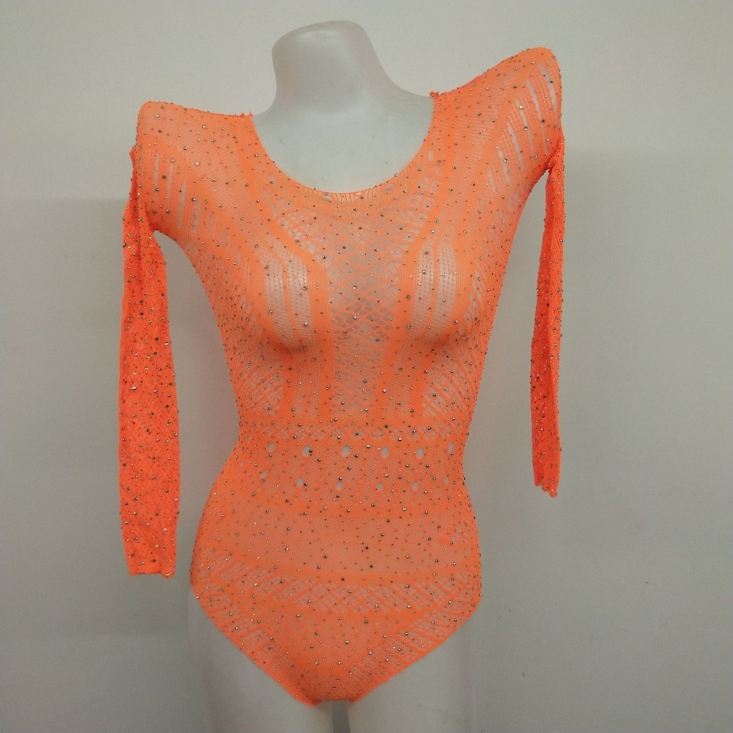 Rhinestone-embellished bodysuit/jacquard sexy lingerie