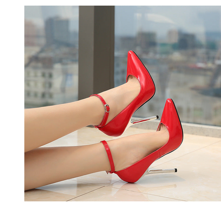 Europe and America sissy Professional Pointed Toe Large Size Heels Thin Heel Model Host Single Shoes Women AliExpress Fashion