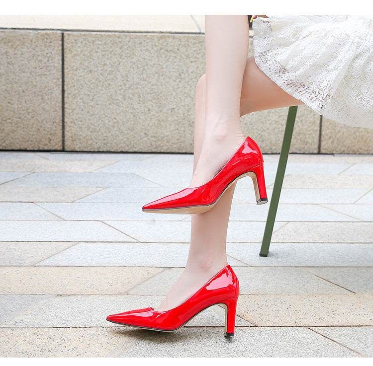 French Style Socialite Women's Single Shoes sissy Summer New Style Shallow Mouth Chunky Heel Women's Shoes High-End Elegant Versatile Mid-Heel Shoes