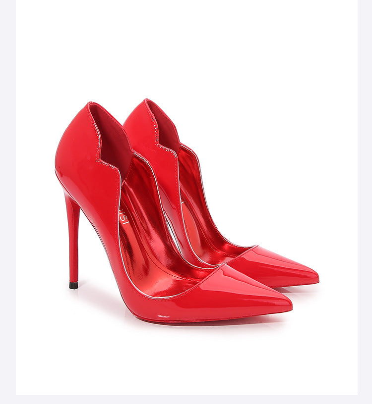 European and American Nightclub Costume Party sissy High Heels Women Thin Heels Sexy Black Bed Pointed Toe Large and Small Size French Style Single Shoes for Women