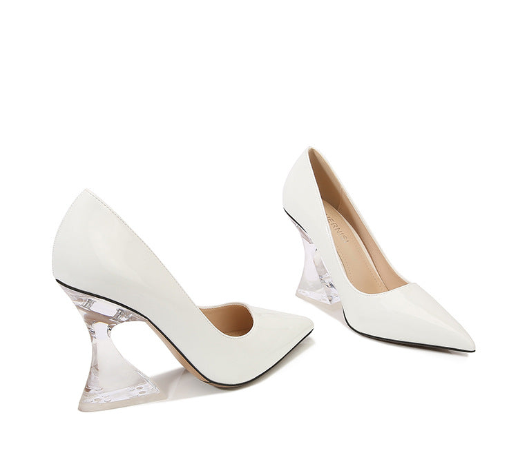 European and American Transparent Crystal sissy White-collar Elegant Women's Shoes
