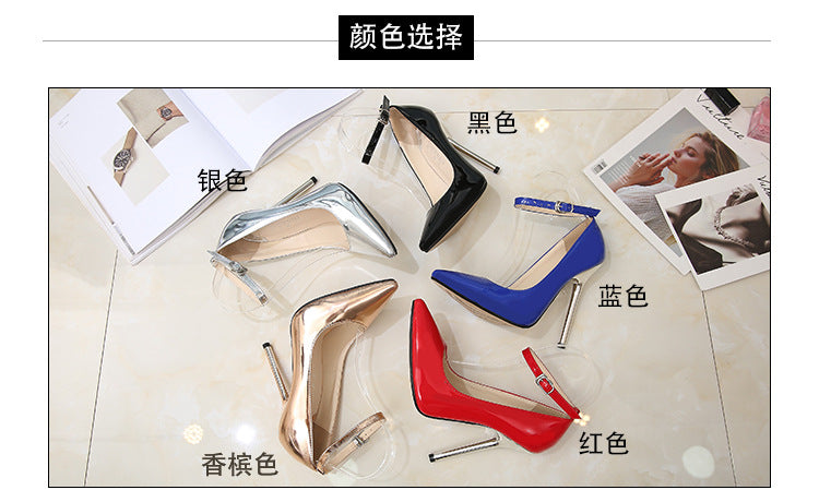 Europe and America sissy Professional Pointed Toe Large Size Heels Thin Heel Model Host Single Shoes Women AliExpress Fashion