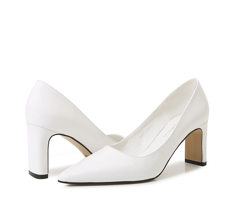 French Style Socialite Women's Single Shoes sissy Summer New Style Shallow Mouth Chunky Heel Women's Shoes High-End Elegant Versatile Mid-Heel Shoes