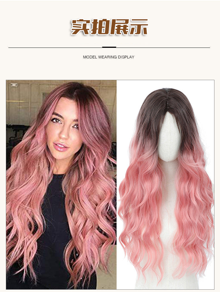 European and American Full Wig Cross-Border Amazon Women's Long Curly Water Wave Eight-Character Bangs lolita Wig Export