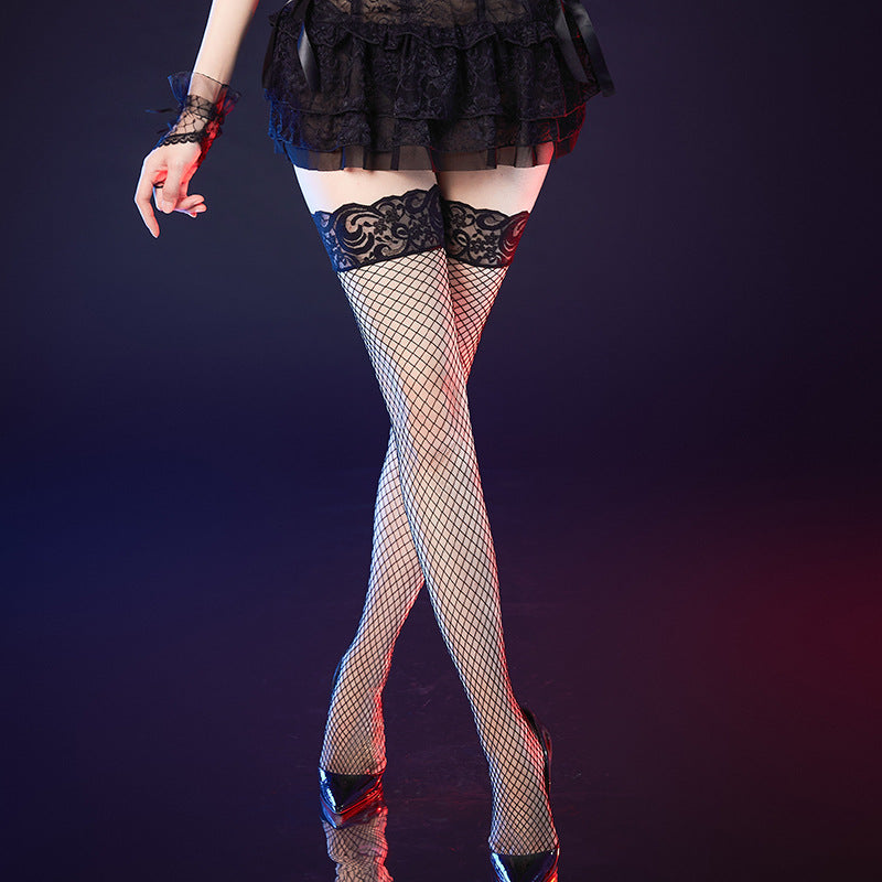 Sexy Fishnet Stockings Silk Stockings Women Sexy Black Silk Stockings Women Long Thin Mesh Sheer Temptation Fishnet Stockings No-Slip Stockings