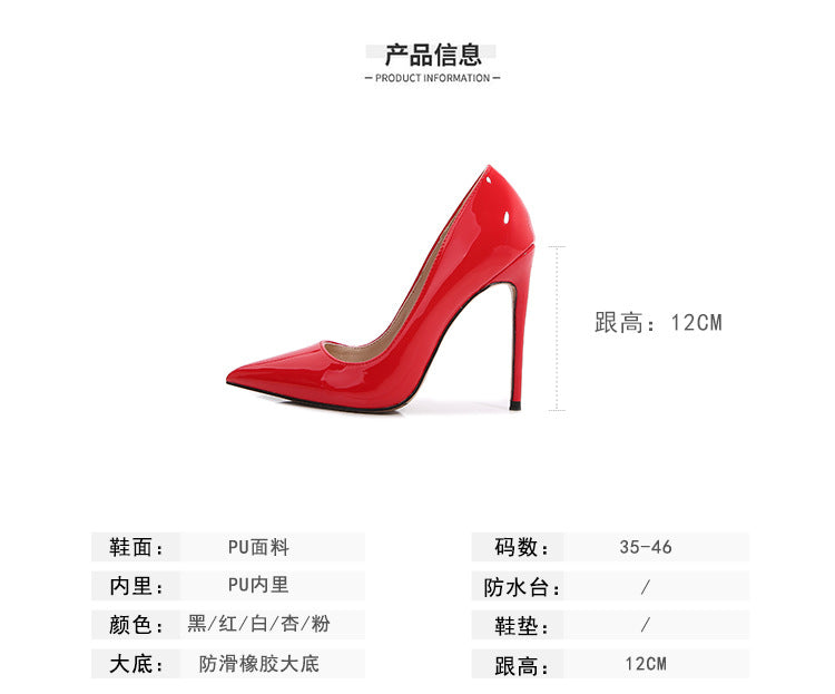 European and American Plus Size Pointed Toe12cm sissy High Heels Stiletto