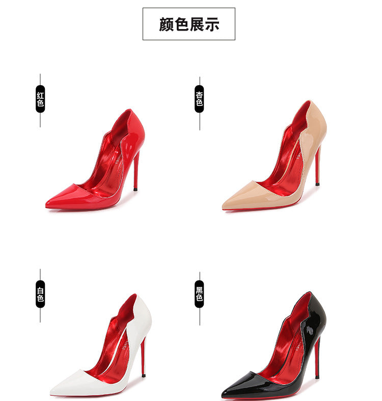 European and American Nightclub Costume Party sissy High Heels Women Thin Heels Sexy Black Bed Pointed Toe Large and Small Size French Style Single Shoes for Women