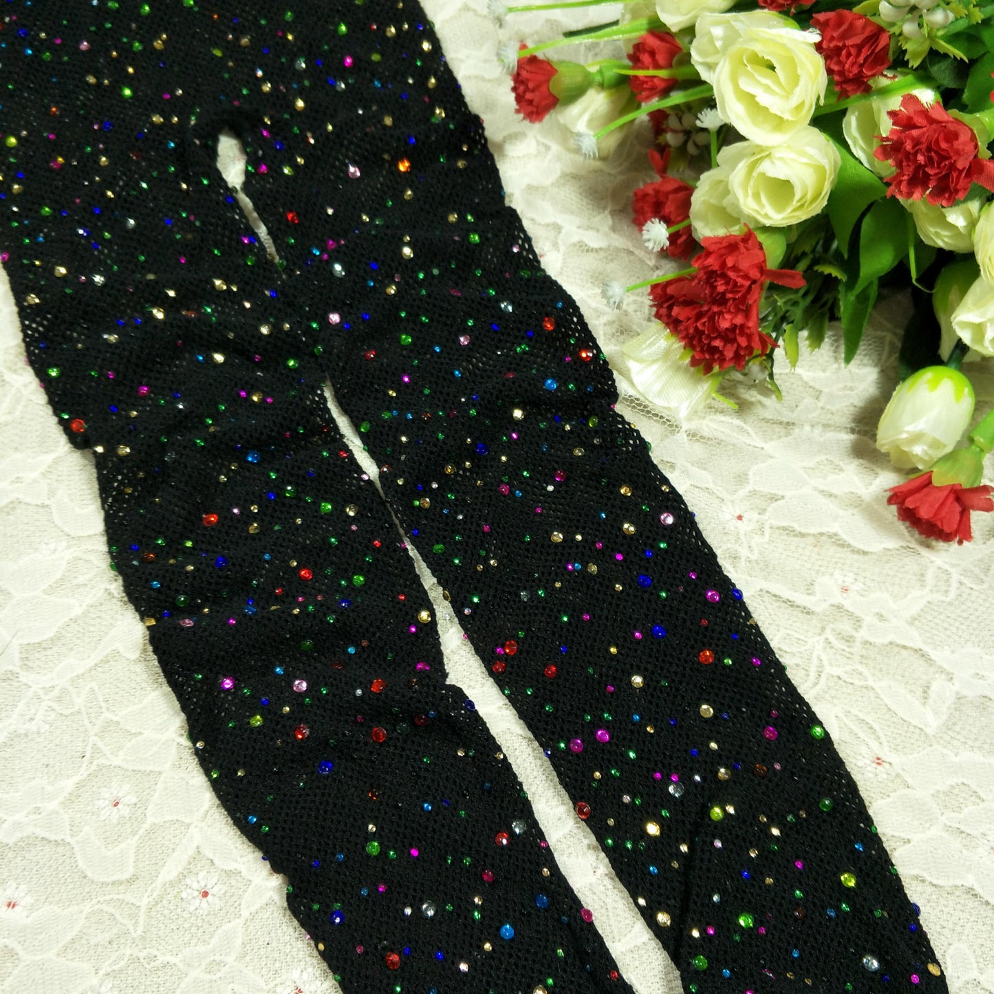 Sexy hot drill net socks, fishnet socks with drill mesh women's pantyhose sex hollow socks