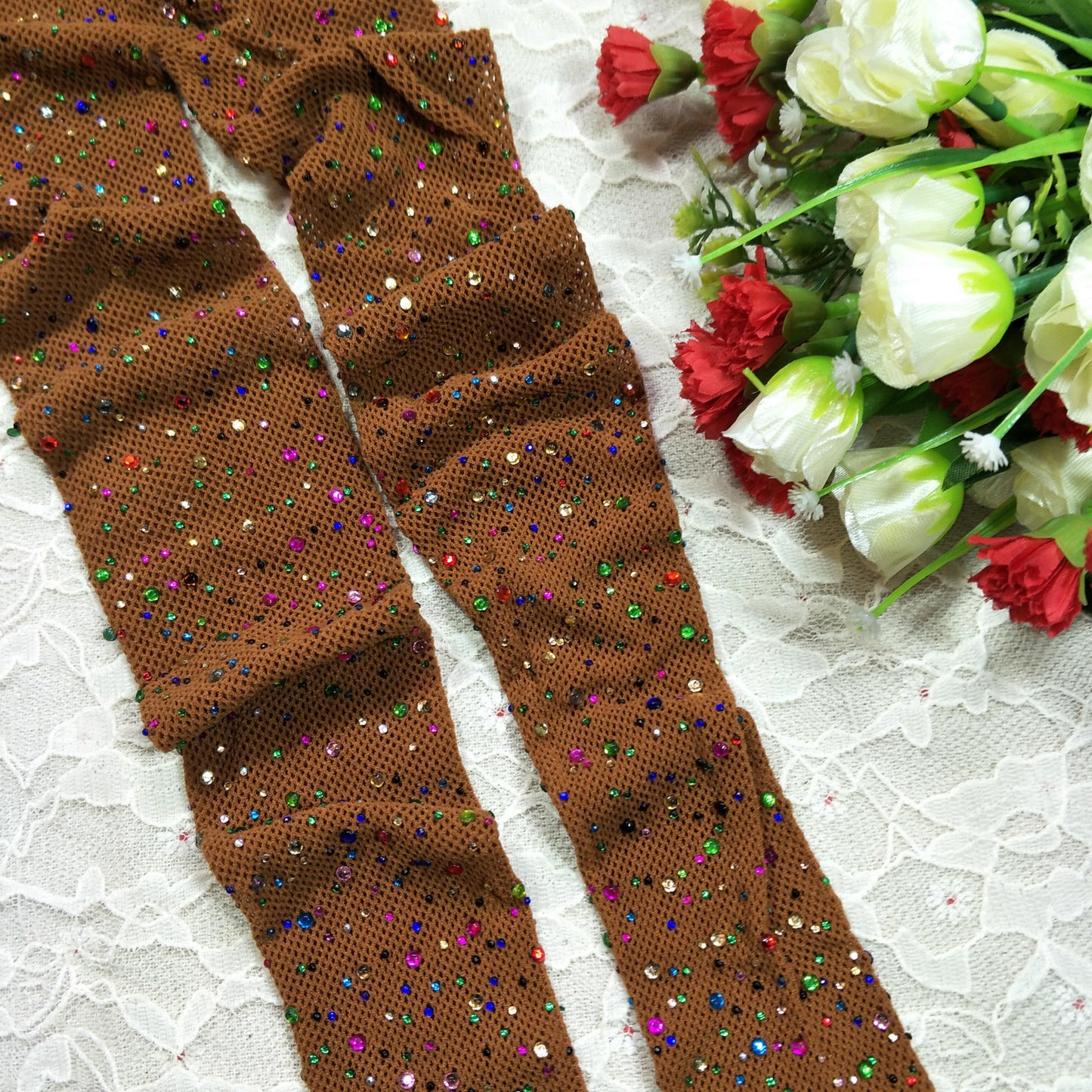 Sexy hot drill net socks, fishnet socks with drill mesh women's pantyhose sex hollow socks