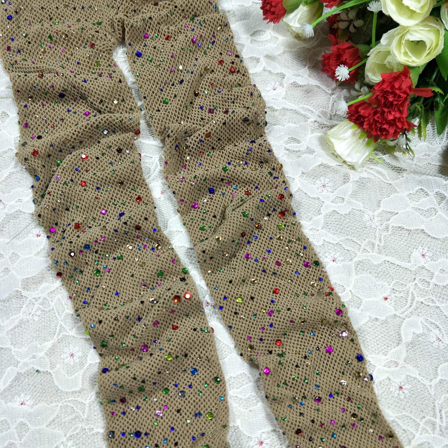 Sexy hot drill net socks, fishnet socks with drill mesh women's pantyhose sex hollow socks