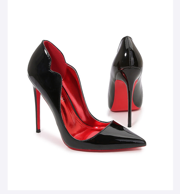 European and American Nightclub Costume Party sissy High Heels Women Thin Heels Sexy Black Bed Pointed Toe Large and Small Size French Style Single Shoes for Women