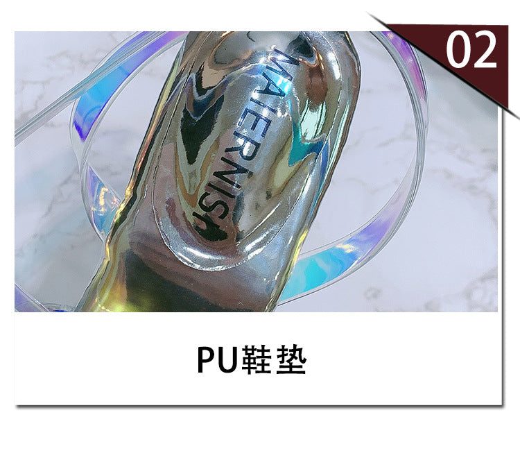 Korean Style Fashion Transparent Heel Crystal Heel Sweet Women's Shoes Summer Cross Strap Stiletto Sandals sissy