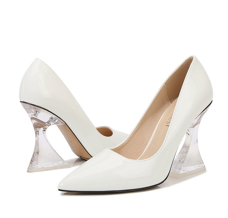 European and American Transparent Crystal sissy White-collar Elegant Women's Shoes