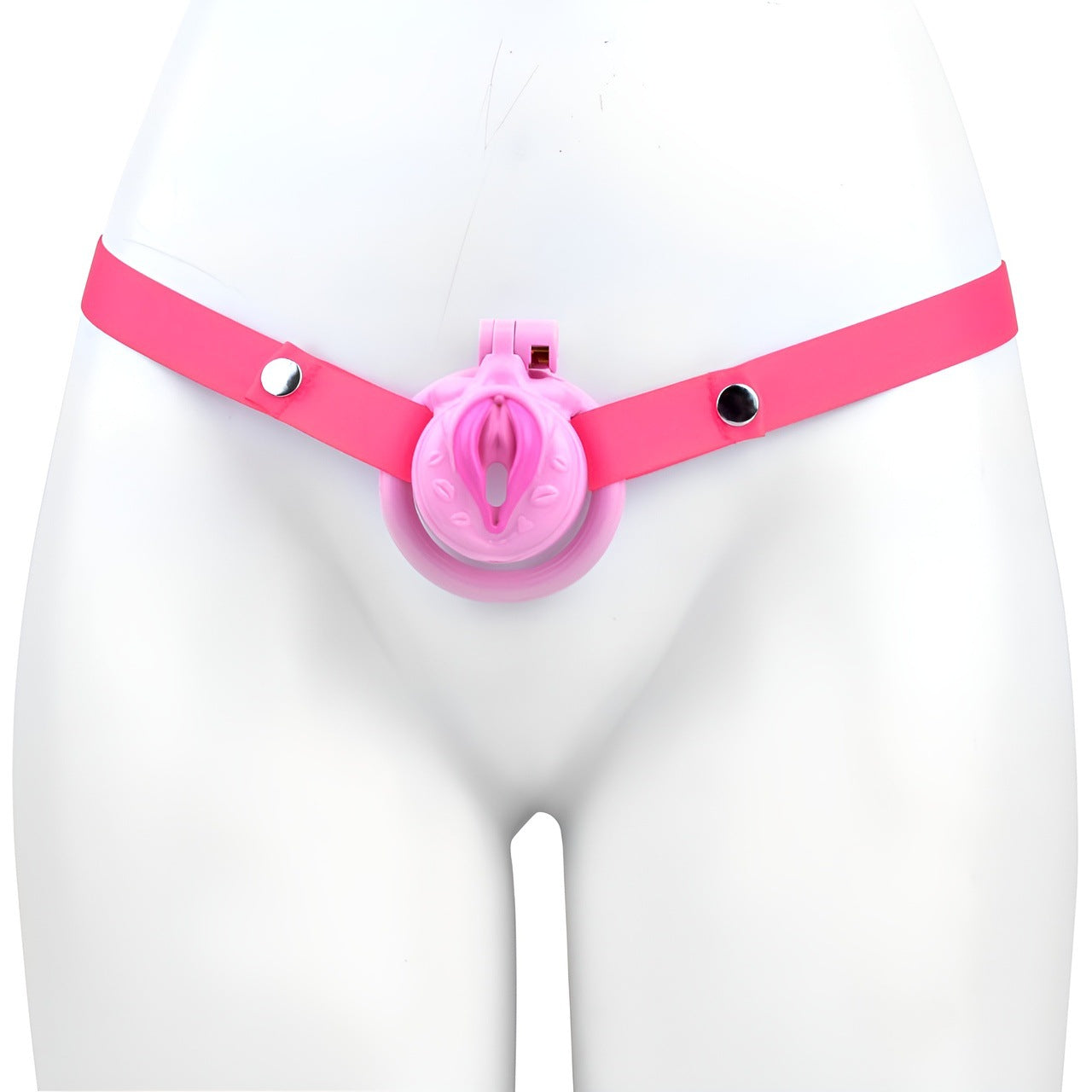 FRRK-3212Transvestite Pink Wearing Chastity Lock ABS Resin CB Bird Cage Miniature Lock Elastic Belt Set