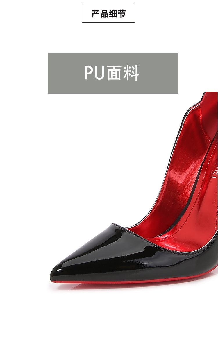 European and American Nightclub Costume Party sissy High Heels Women Thin Heels Sexy Black Bed Pointed Toe Large and Small Size French Style Single Shoes for Women