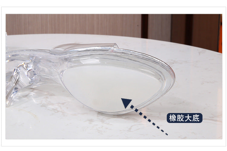 Korean Style sissy Crystal Heel Mid-Heel High Heel Sandals Southeast Asia Vietnam Huidong Shoes Factory