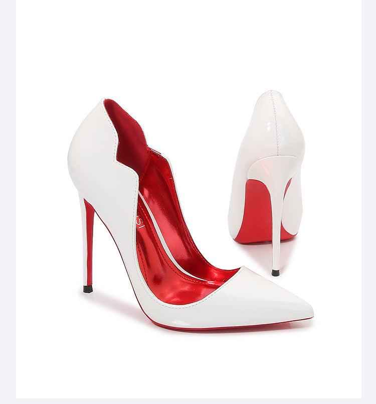 European and American Nightclub Costume Party sissy High Heels Women Thin Heels Sexy Black Bed Pointed Toe Large and Small Size French Style Single Shoes for Women