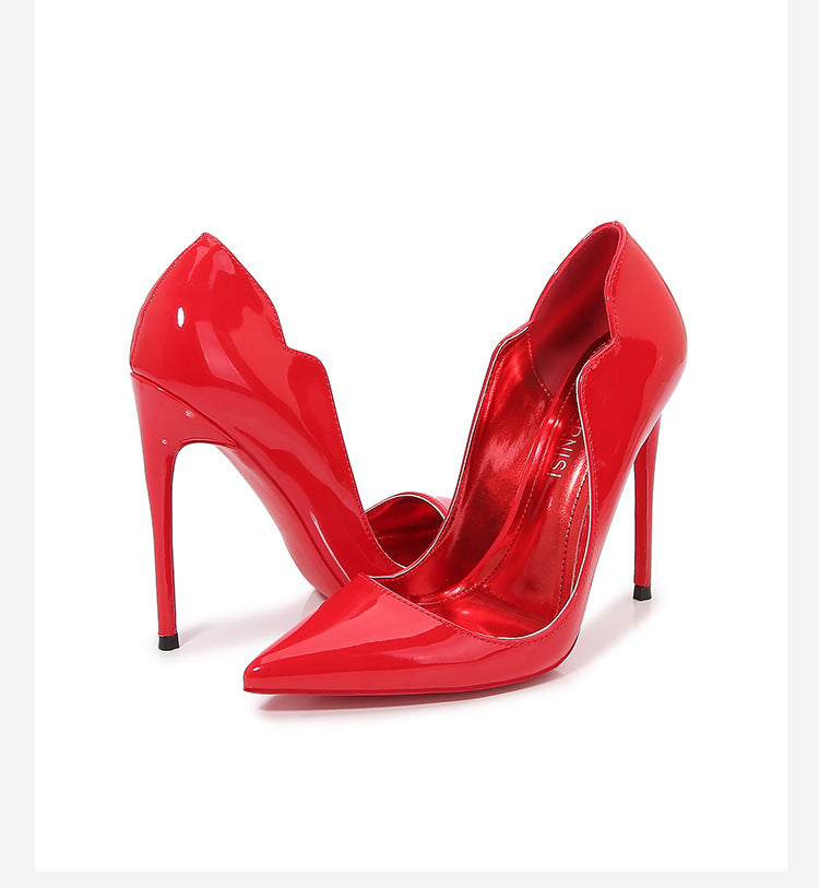 European and American Nightclub Costume Party sissy High Heels Women Thin Heels Sexy Black Bed Pointed Toe Large and Small Size French Style Single Shoes for Women