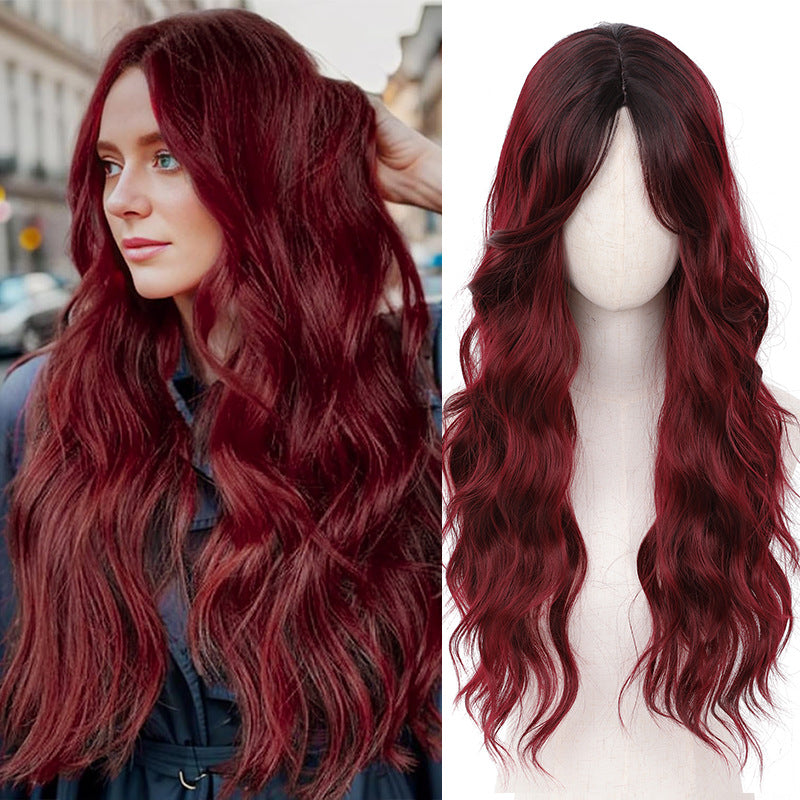 European and American Full Wig Cross-Border Amazon Women's Long Curly Water Wave Eight-Character Bangs lolita Wig Export