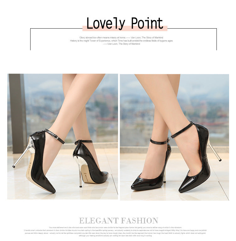 Europe and America sissy Professional Pointed Toe Large Size Heels Thin Heel Model Host Single Shoes Women AliExpress Fashion