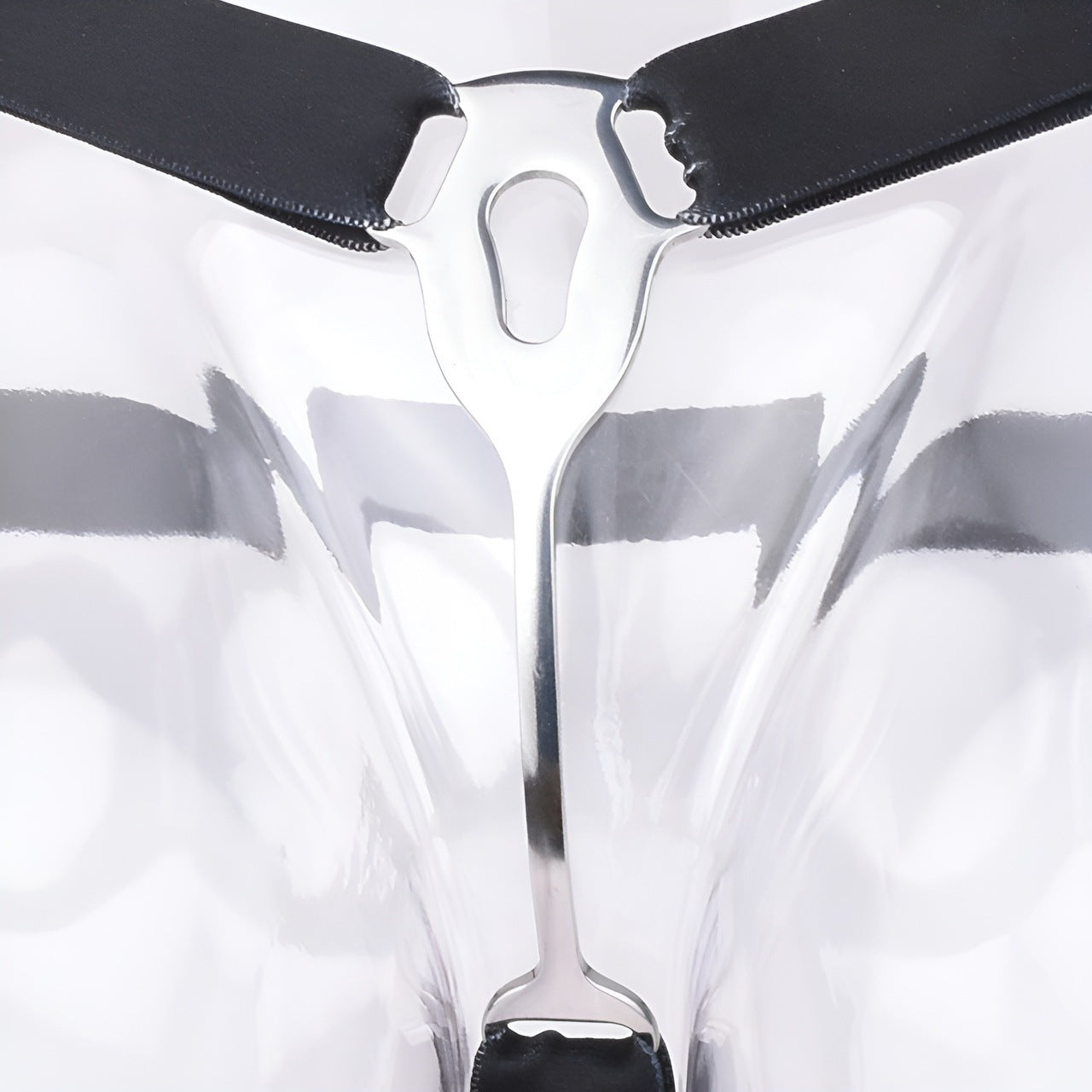 FRRK Imitation Penis Cage Metal Flat Chastity Lock Male Transvestite Penis Compression Restraint Curved Hook Patch Type Pot Lid Lock