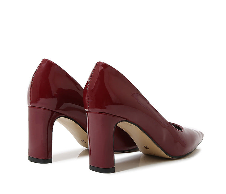 French Style Socialite Women's Single Shoes sissy Summer New Style Shallow Mouth Chunky Heel Women's Shoes High-End Elegant Versatile Mid-Heel Shoes