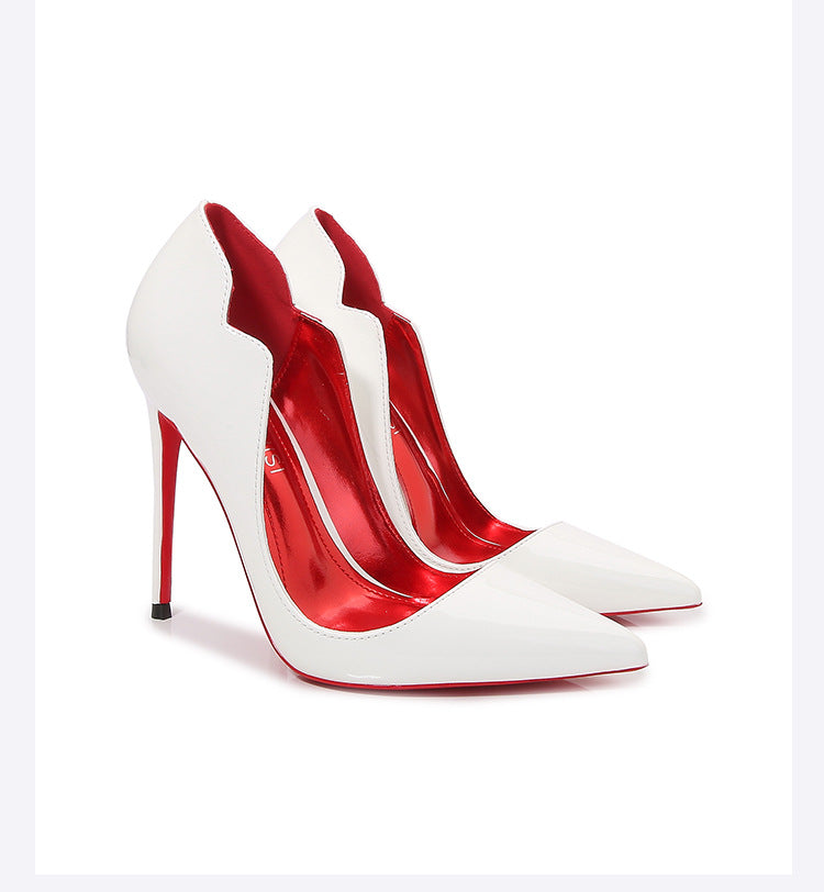 European and American Nightclub Costume Party sissy High Heels Women Thin Heels Sexy Black Bed Pointed Toe Large and Small Size French Style Single Shoes for Women