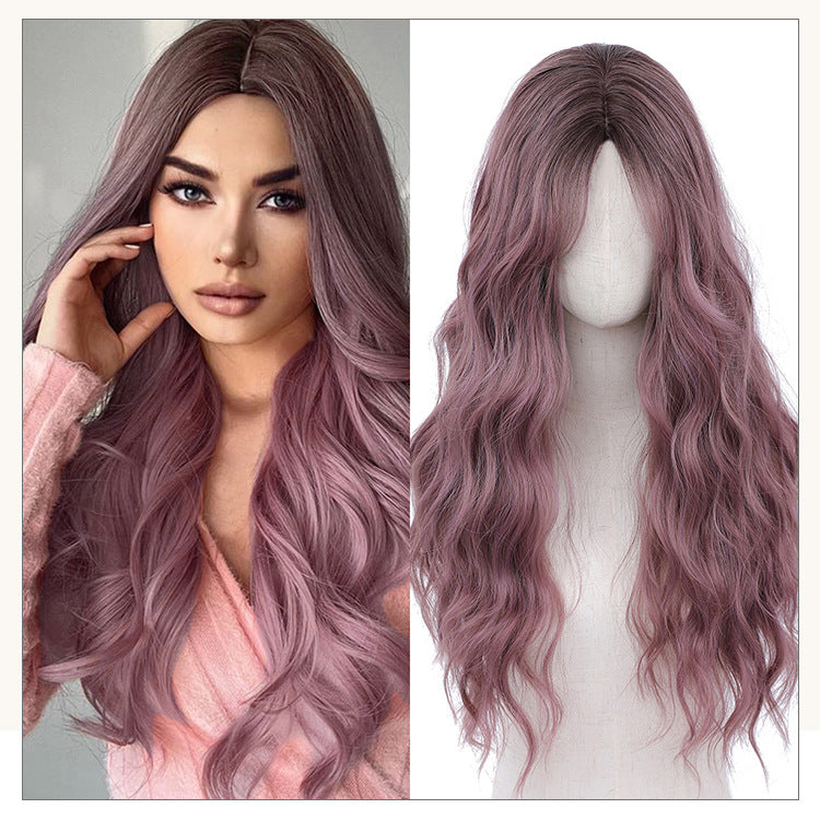 European and American Full Wig Cross-Border Amazon Women's Long Curly Water Wave Eight-Character Bangs lolita Wig Export