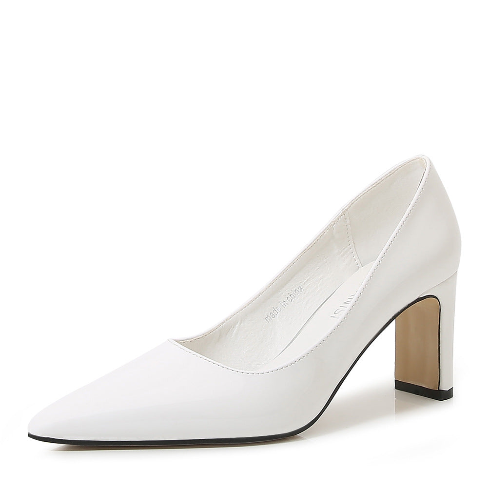 French Style Socialite Women's Single Shoes sissy Summer New Style Shallow Mouth Chunky Heel Women's Shoes High-End Elegant Versatile Mid-Heel Shoes