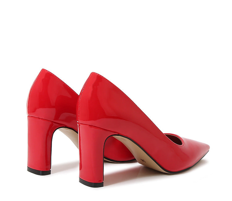 French Style Socialite Women's Single Shoes sissy Summer New Style Shallow Mouth Chunky Heel Women's Shoes High-End Elegant Versatile Mid-Heel Shoes