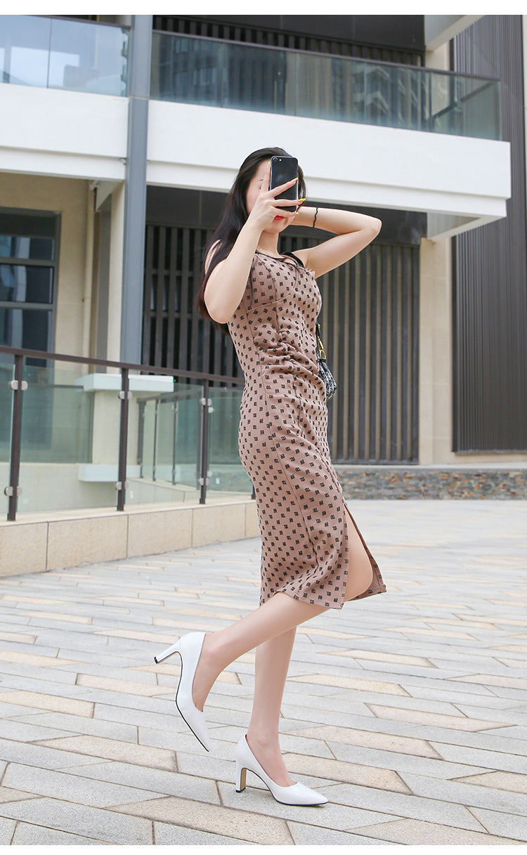 French Style Socialite Women's Single Shoes sissy Summer New Style Shallow Mouth Chunky Heel Women's Shoes High-End Elegant Versatile Mid-Heel Shoes