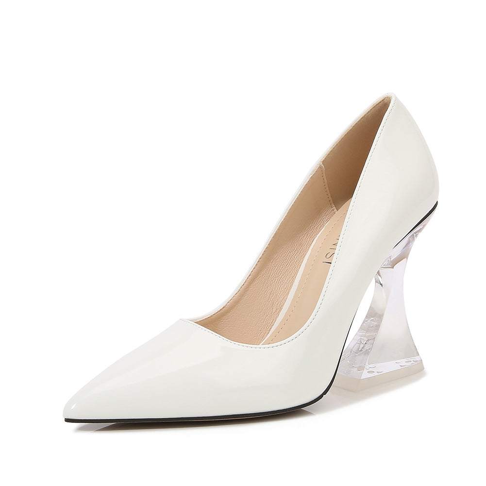European and American Transparent Crystal sissy White-collar Elegant Women's Shoes