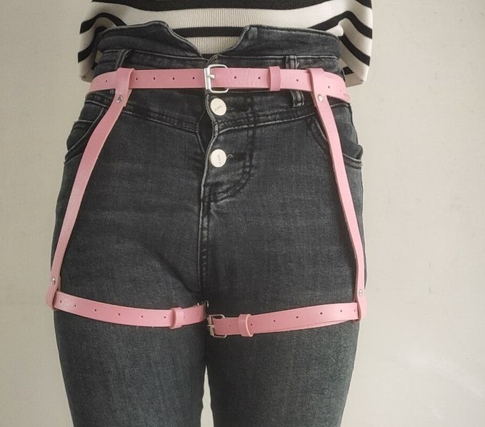 Multi-loop Strap Belt sissy Adjustable Restraint Belt Trendy New Decorative Waist Belt Leather Belt