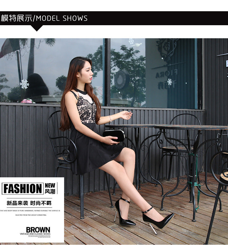 Europe and America sissy Professional Pointed Toe Large Size Heels Thin Heel Model Host Single Shoes Women AliExpress Fashion