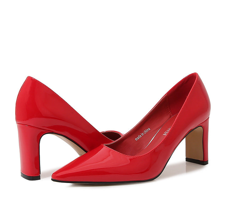 French Style Socialite Women's Single Shoes sissy Summer New Style Shallow Mouth Chunky Heel Women's Shoes High-End Elegant Versatile Mid-Heel Shoes