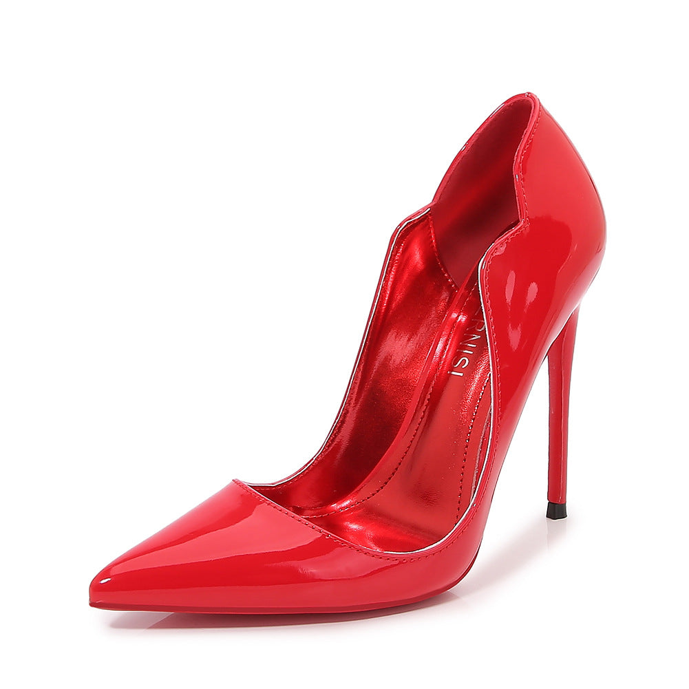 European and American Nightclub Costume Party sissy High Heels Women Thin Heels Sexy Black Bed Pointed Toe Large and Small Size French Style Single Shoes for Women