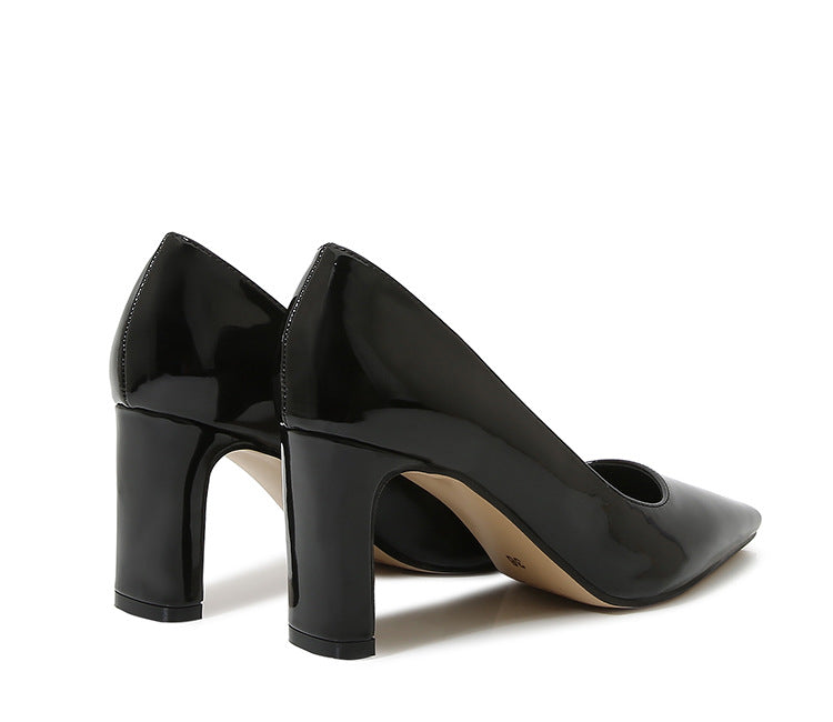French Style Socialite Women's Single Shoes sissy Summer New Style Shallow Mouth Chunky Heel Women's Shoes High-End Elegant Versatile Mid-Heel Shoes