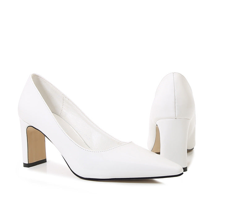 French Style Socialite Women's Single Shoes sissy Summer New Style Shallow Mouth Chunky Heel Women's Shoes High-End Elegant Versatile Mid-Heel Shoes