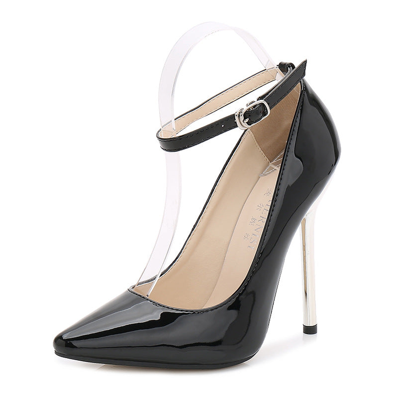 Europe and America sissy Professional Pointed Toe Large Size Heels Thin Heel Model Host Single Shoes Women AliExpress Fashion