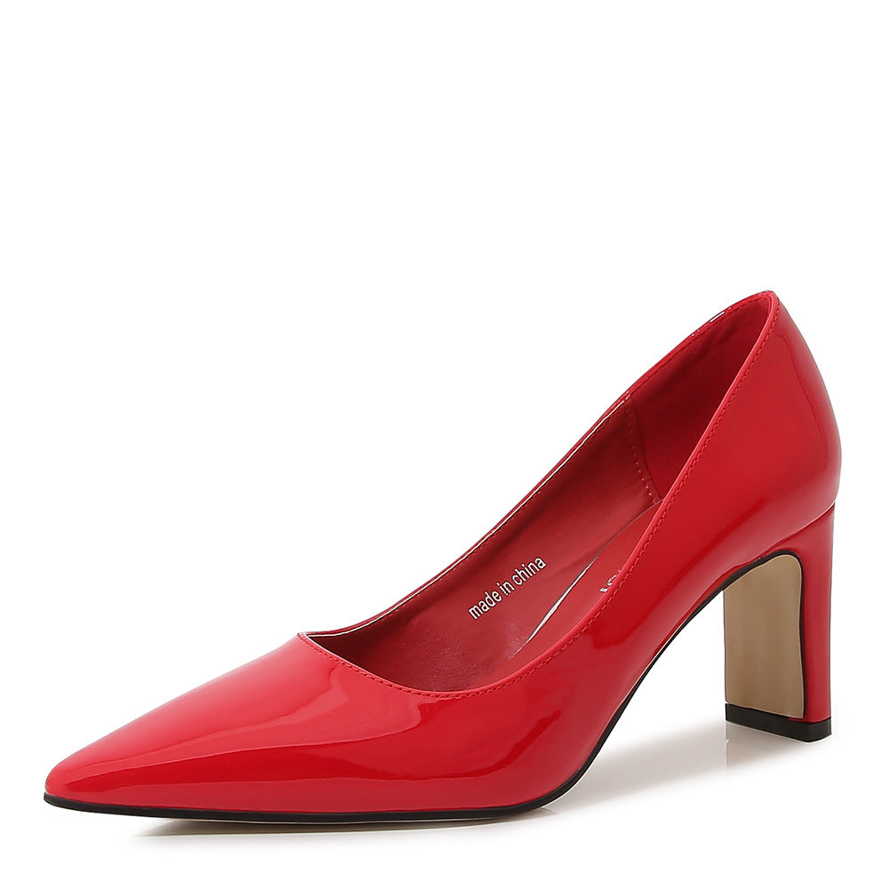 French Style Socialite Women's Single Shoes sissy Summer New Style Shallow Mouth Chunky Heel Women's Shoes High-End Elegant Versatile Mid-Heel Shoes