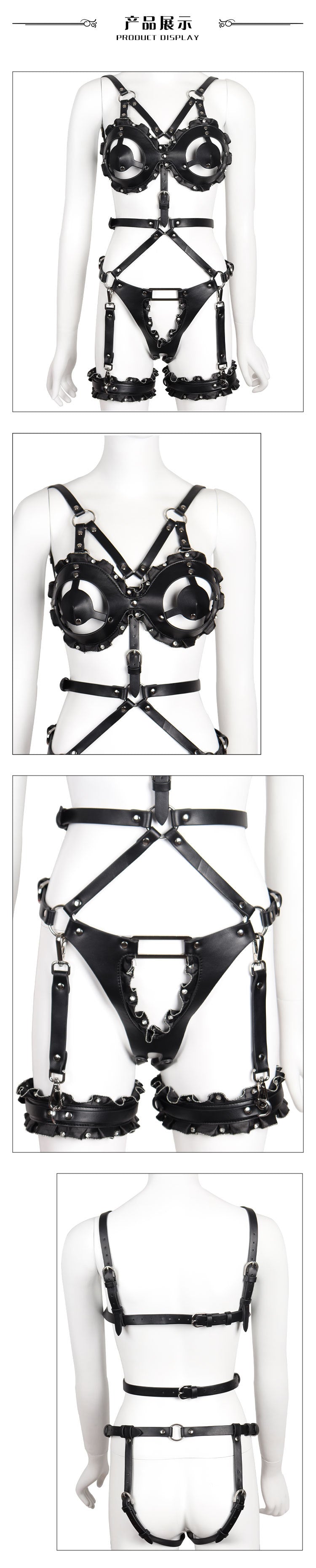 sissy New Style Sexy sm Set of Alternative Couple Leather Bondage Clothes Female Tools Leg Rings Adult Products