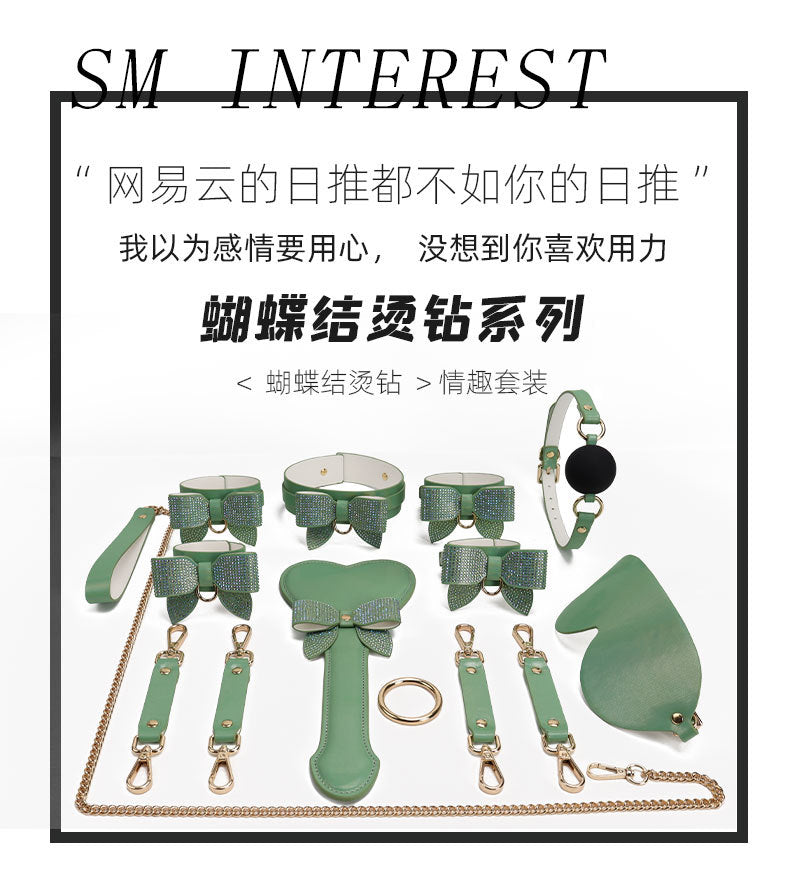 Fun SM Set of Sex Toys Erotic Bondage Collar Handcuffs Mouth Ball Leather Training Adult sissy