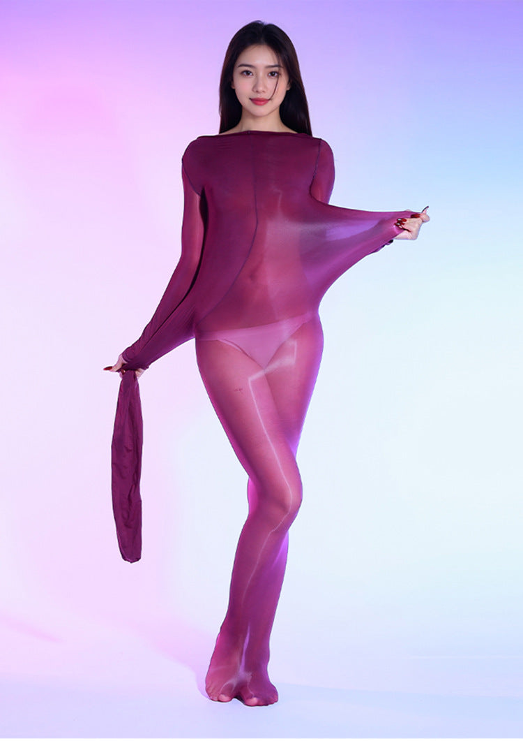Foreign trade popular style300Plus Size Glossy Bodysuit Sexy Ultra-Thin Silky912Needle Horse Oil One-Piece Stockings