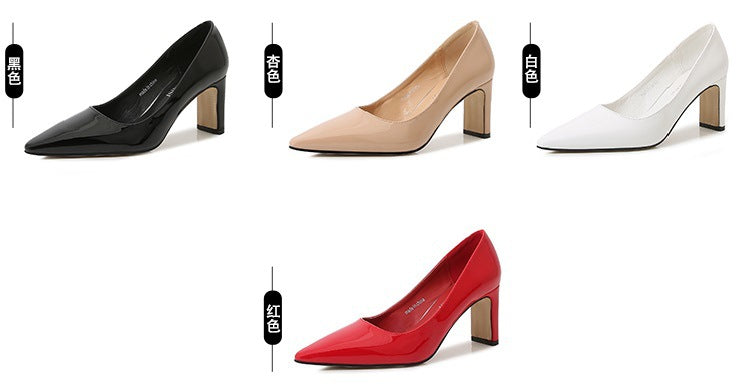 French Style Socialite Women's Single Shoes sissy Summer New Style Shallow Mouth Chunky Heel Women's Shoes High-End Elegant Versatile Mid-Heel Shoes